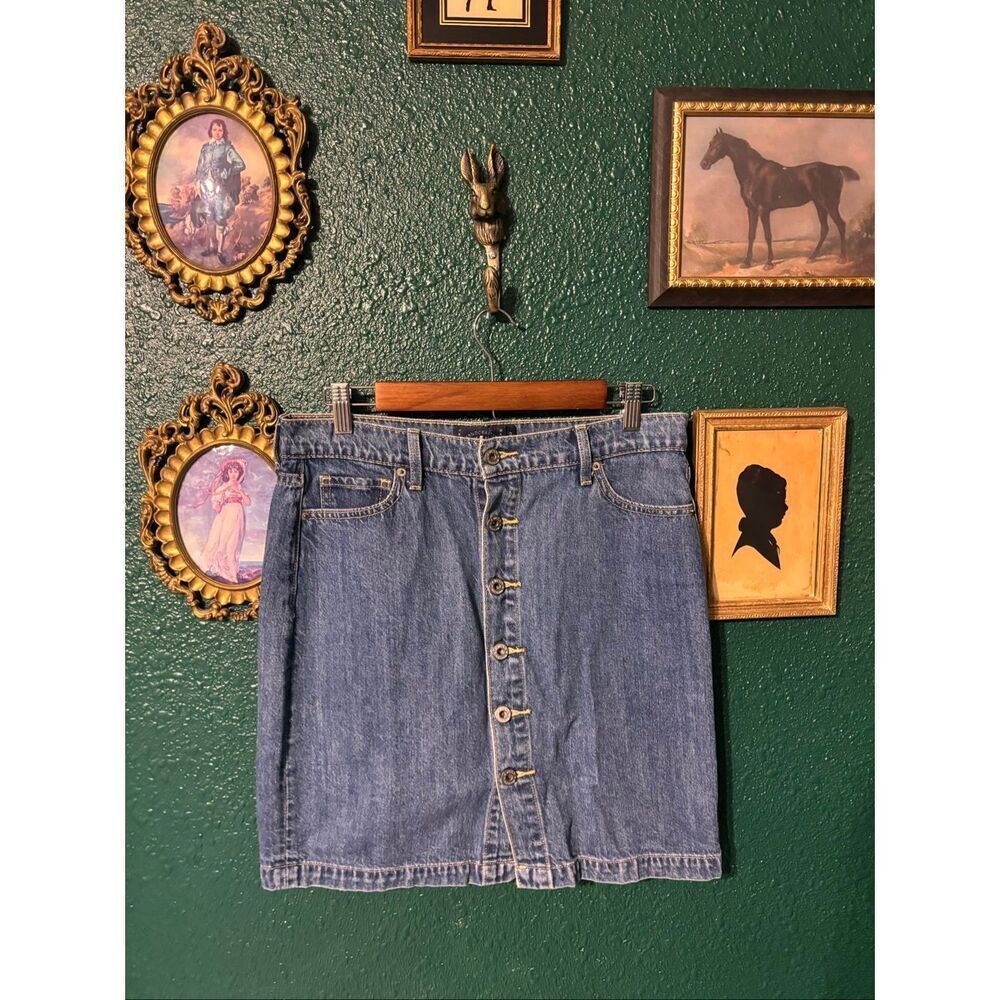 Lucky Brand Denim Button Up Pencil Skirt Size 10/30 Y2K